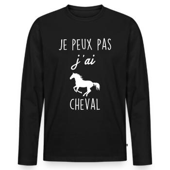 Je Peux Pas j'ai Cheval - T-shirt manches longues Premium bio Homme - noir - Devant - Nico (187cm)