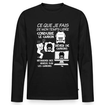 Le camion est ma passion cadeau chauffeur routier - T-shirt manches longues Premium bio Homme - noir - Devant - Nico (187cm)