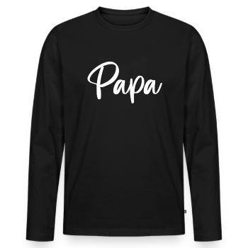 Papa - Männer Premium Bio Langarmshirt - Schwarz - Vorne - Nico (187cm)