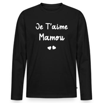 je t'aime Mamou - T-shirt manches longues Premium bio Homme - noir - Devant - Nico (187cm)