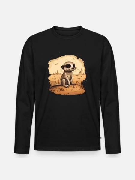 Meerkat Baby Mongoose - Men's Premium Organic Long Sleeve Shirt - black