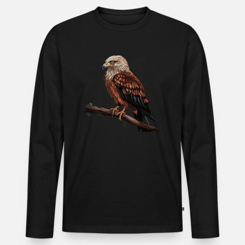 Roter Milan Vogel Greifvogel - Männer Premium Bio Langarmshirt - Schwarz