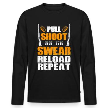 Skeets Schießen | Wurfscheibenschießen Geschenke - Männer Premium Bio Langarmshirt - Schwarz - Vorne - Nico (187cm)