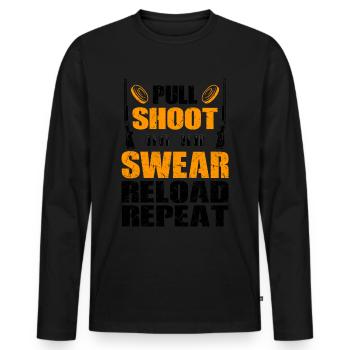 Skeet Schütze | Wurfscheibenschießen Geschenkideen - Männer Premium Bio Langarmshirt - Schwarz - Vorne - Nico (187cm)