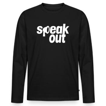 Speak out - Männer Premium Bio Langarmshirt - Schwarz - Vorne - Nico (187cm)