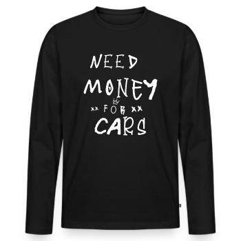 Need Money for Cars white graffiti lettering - Men's Premium Organic Long Sleeve Shirt - black - Front - Nico (187cm)