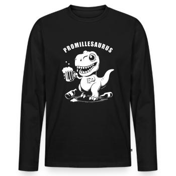 Lustiger betrunkener Dinosaurier: Promillesaurus - Männer Premium Bio Langarmshirt - Schwarz - Vorne - Nico (187cm)