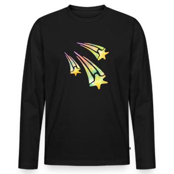 Sternschnuppen - Männer Premium Bio Langarmshirt - Schwarz - Vorne - Nico (187cm)