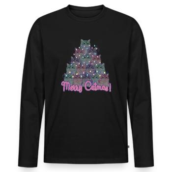 Merry Catmas Weihnachten Katzen - Männer Premium Bio Langarmshirt - Schwarz - Vorne - Nico (187cm)