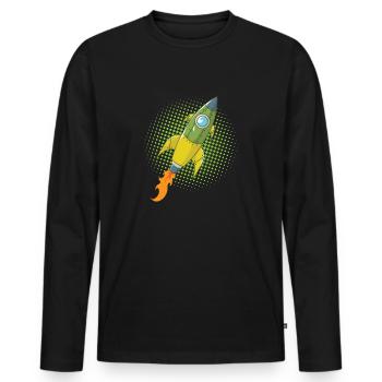 Rocket Comic Spaceship Spacecraft Missile - T-shirt manches longues Premium bio Homme - noir - Devant - Nico (187cm)