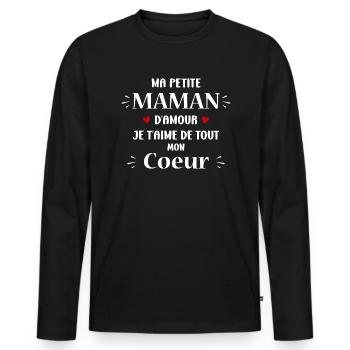 Ma petite maman d'amour je t'aime - T-shirt manches longues Premium bio Homme - noir - Devant - Nico (187cm)
