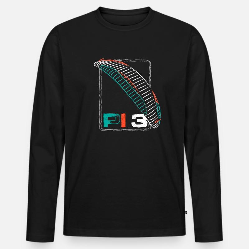 Pi 3 Advance Paraglider - Männer Premium Bio Langarmshirt - Schwarz