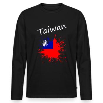Taiwan - Männer Premium Bio Langarmshirt - Schwarz - Vorne - Nico (187cm)