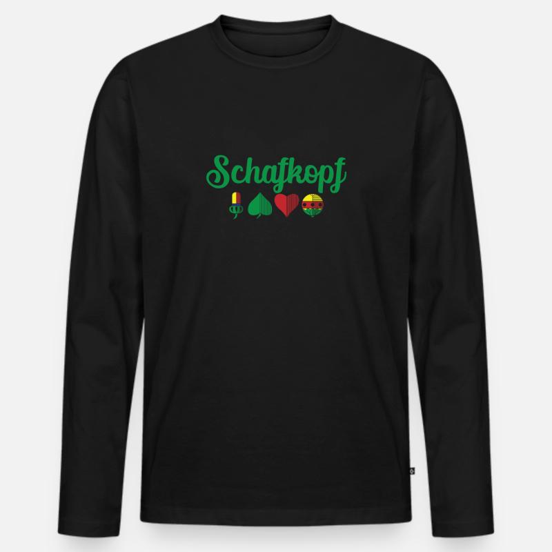 Schafkopf Farben vom deutschen Blatt Spielkarten - Männer Premium Bio Langarmshirt - Schwarz