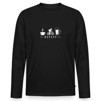 Café Vélo Bière Répéter Vélo Ride - T-shirt manches longues Premium bio Homme - noir - Devant - Nico (187cm)