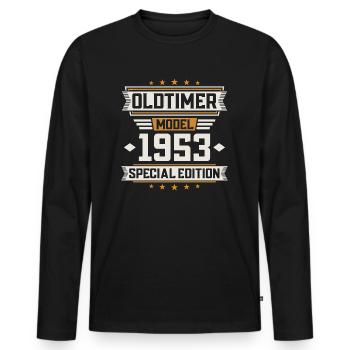 Oldtimer year of construction year 1953 - Men's Premium Organic Long Sleeve Shirt - black - Front - Nico (187cm)