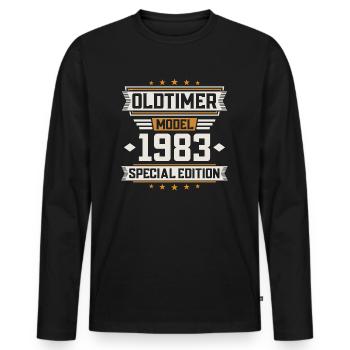 Voiture classique année 1983 - T-shirt manches longues Premium bio Homme - noir - Devant - Nico (187cm)