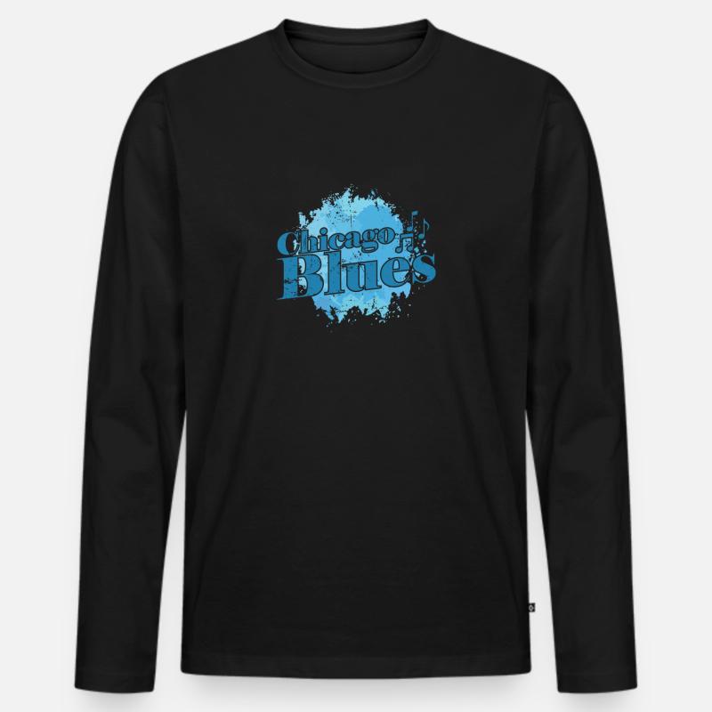 Chicago Blues Musik Trompete - Männer Premium Bio Langarmshirt - Schwarz