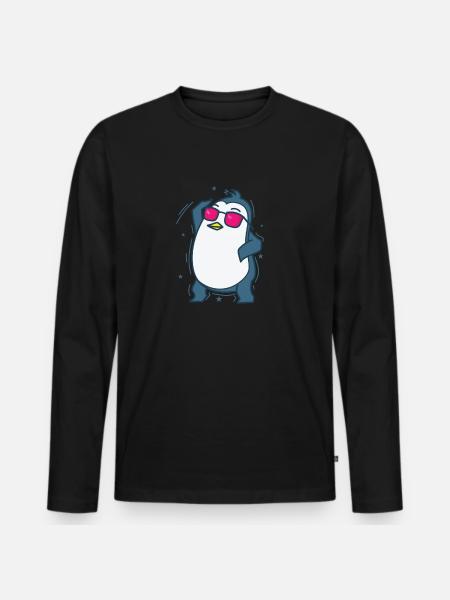 Penguin dancing Antarctica bird - Men's Premium Organic Long Sleeve Shirt - black