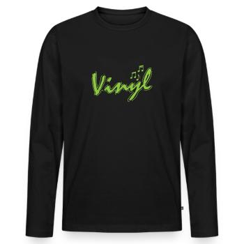 Vinyl with sheet music Record Music - Men's Premium Organic Long Sleeve Shirt - black - Front - Nico (187cm)