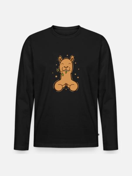 Camel eating dromedary desert animal - Men's Premium Organic Long Sleeve Shirt - black
