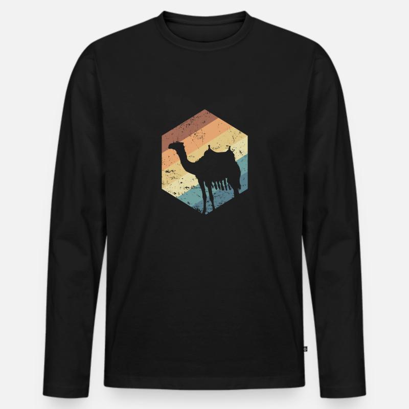 Kamel Dromedar Karawane Höcker Wüste - Männer Premium Bio Langarmshirt - Schwarz