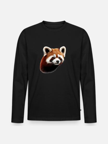 Roter Panda - Männer Premium Bio Langarmshirt - Schwarz