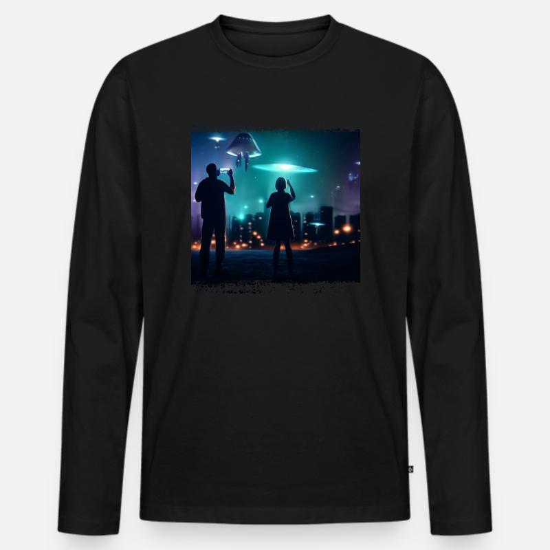 Ufo Sichtung - Männer Premium Bio Langarmshirt - Schwarz