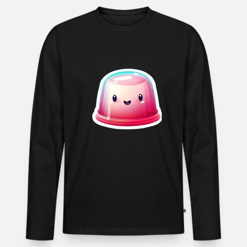 Pudding Wackelpudding Götterspeise Kawaii - Männer Premium Bio Langarmshirt - Schwarz