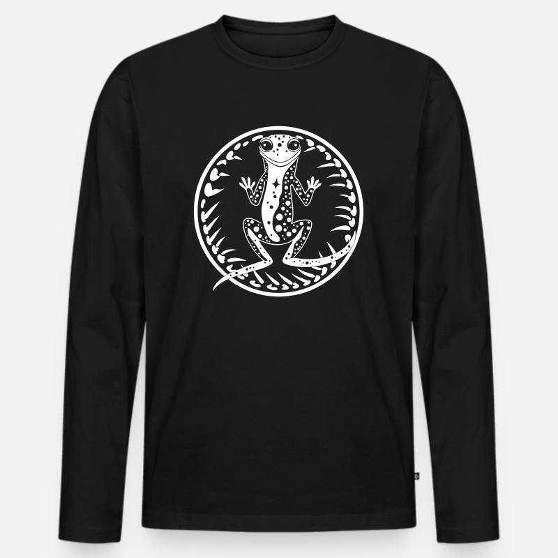 gecko - Männer Premium Bio Langarmshirt - Schwarz