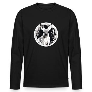 Känguru - Männer Premium Bio Langarmshirt - Schwarz - Vorne - Nico (187cm)