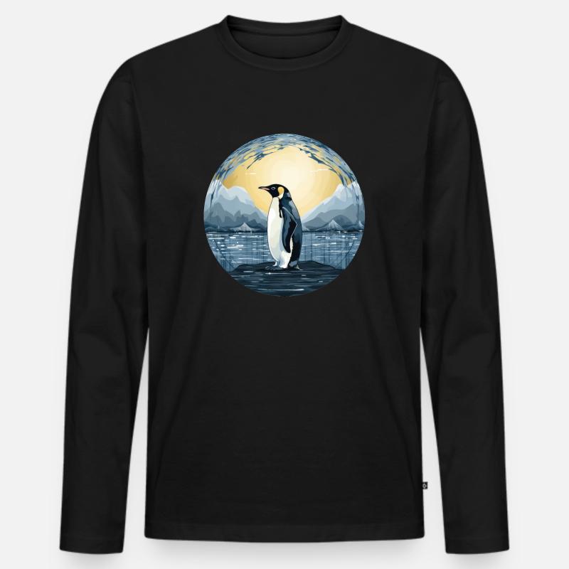 Pinguin - Männer Premium Bio Langarmshirt - Schwarz