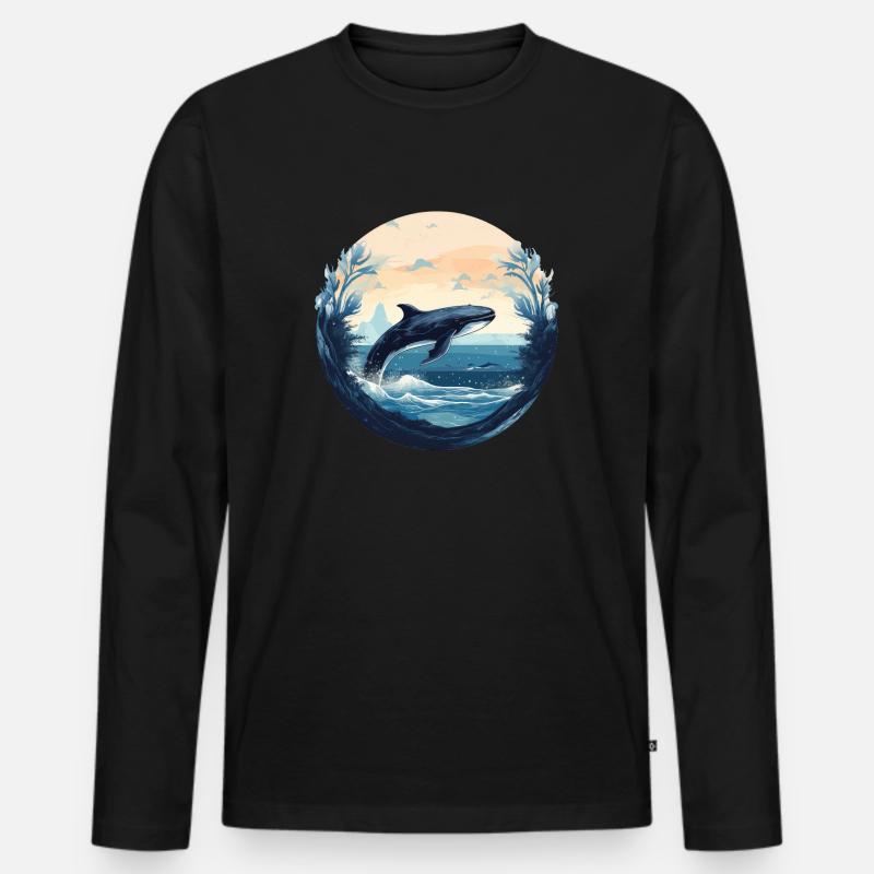 Wal - Männer Premium Bio Langarmshirt - Schwarz