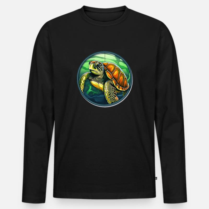 Schildkröte - Männer Premium Bio Langarmshirt - Schwarz