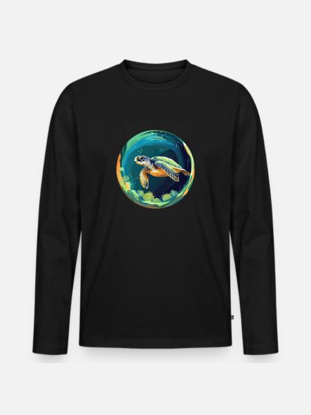 Turtle - Men's Premium Organic Long Sleeve Shirt - black