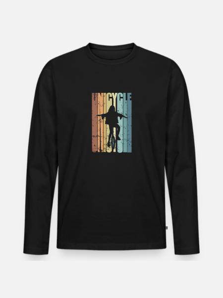 Unicycle Einrad Balance Freestyle - Men's Premium Organic Long Sleeve Shirt - black