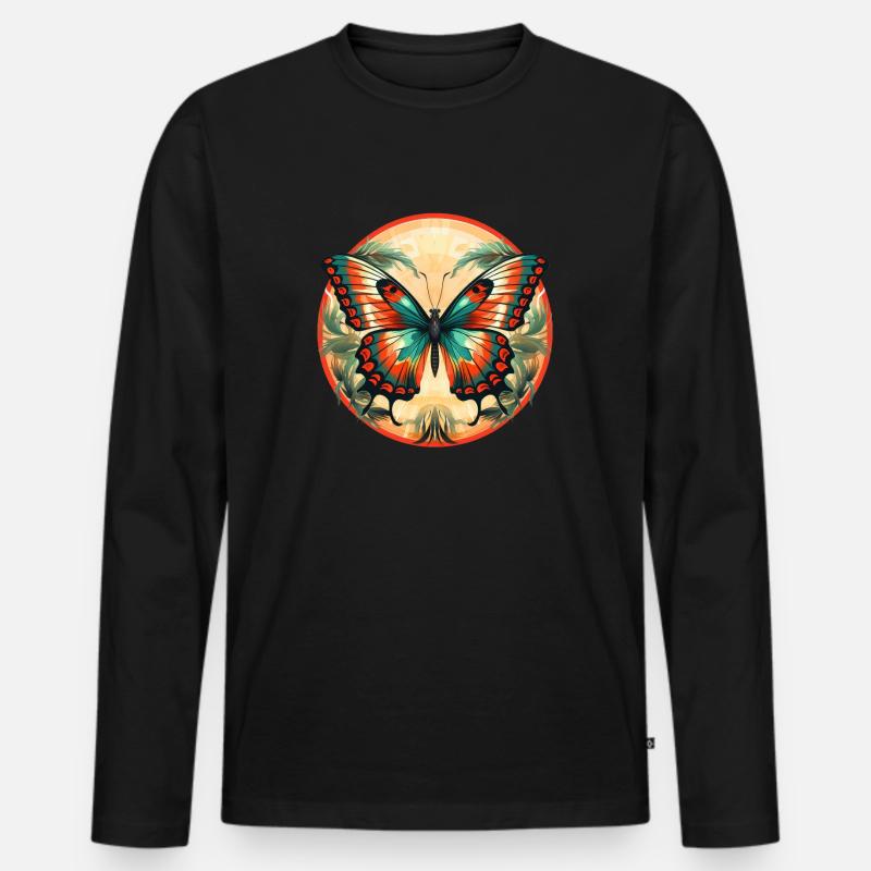 Schmetterling - Männer Premium Bio Langarmshirt - Schwarz