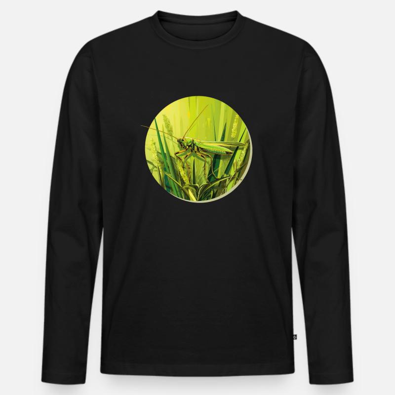 Grashüpfer - Männer Premium Bio Langarmshirt - Schwarz