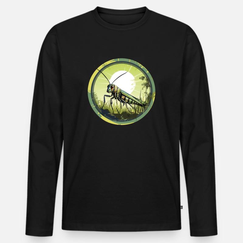 Grashüpfer - Männer Premium Bio Langarmshirt - Schwarz