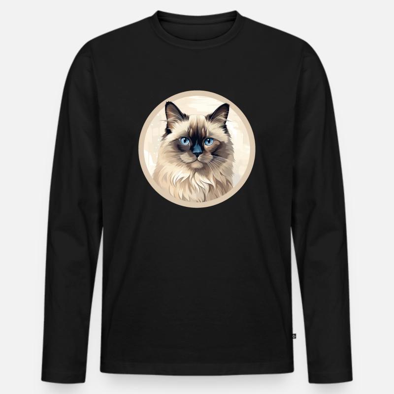 Birma Katze - Männer Premium Bio Langarmshirt - Schwarz