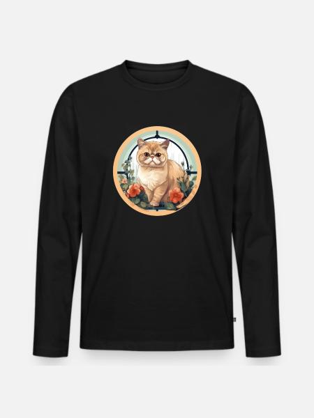 Exotic Shorthair Cat - Men's Premium Organic Long Sleeve Shirt - black
