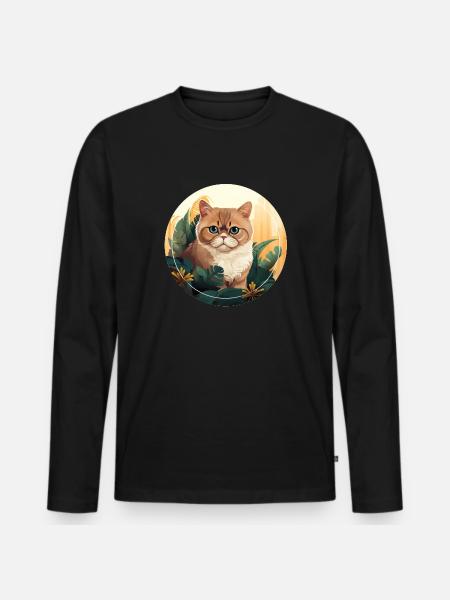 Exotic Shorthair Cat - Men's Premium Organic Long Sleeve Shirt - black