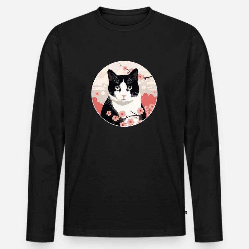 Japanese Bobtail Katze - Männer Premium Bio Langarmshirt - Schwarz