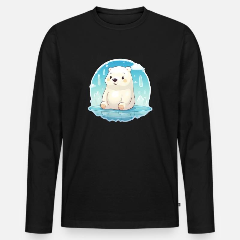 süßer kleiner Eisbär - Männer Premium Bio Langarmshirt - Schwarz