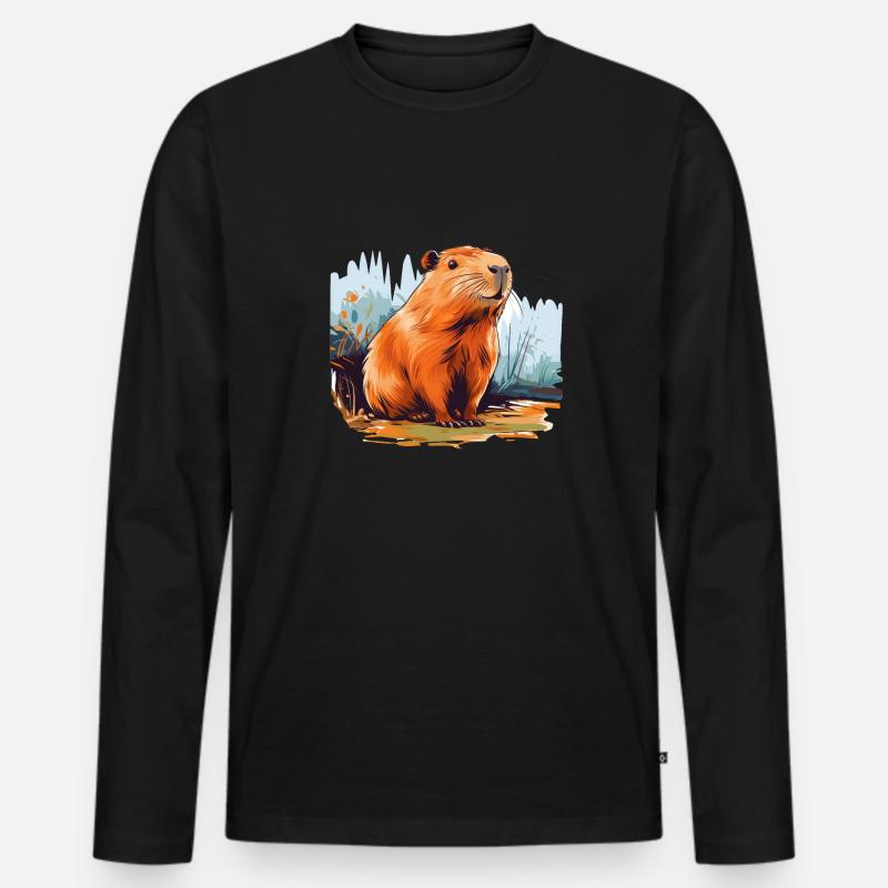 Capybara - Männer Premium Bio Langarmshirt - Schwarz