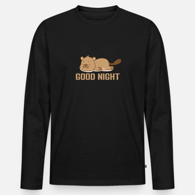 Good Night Schlafanzug Pyjama - Männer Premium Bio Langarmshirt - Schwarz