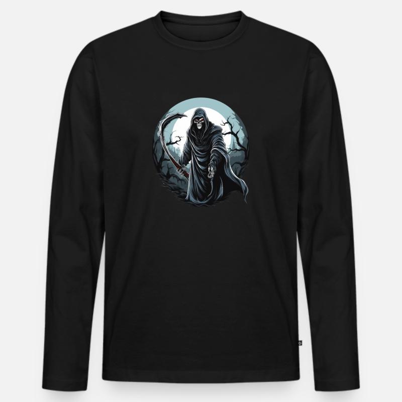 Sensenmann - Männer Premium Bio Langarmshirt - Schwarz