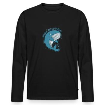 Whale Hello There - Men's Premium Organic Long Sleeve Shirt - black - Front - Nico (187cm)