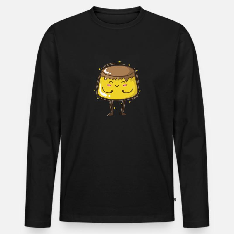 Pudding lebt Nachtisch Süßspeise - Männer Premium Bio Langarmshirt - Schwarz