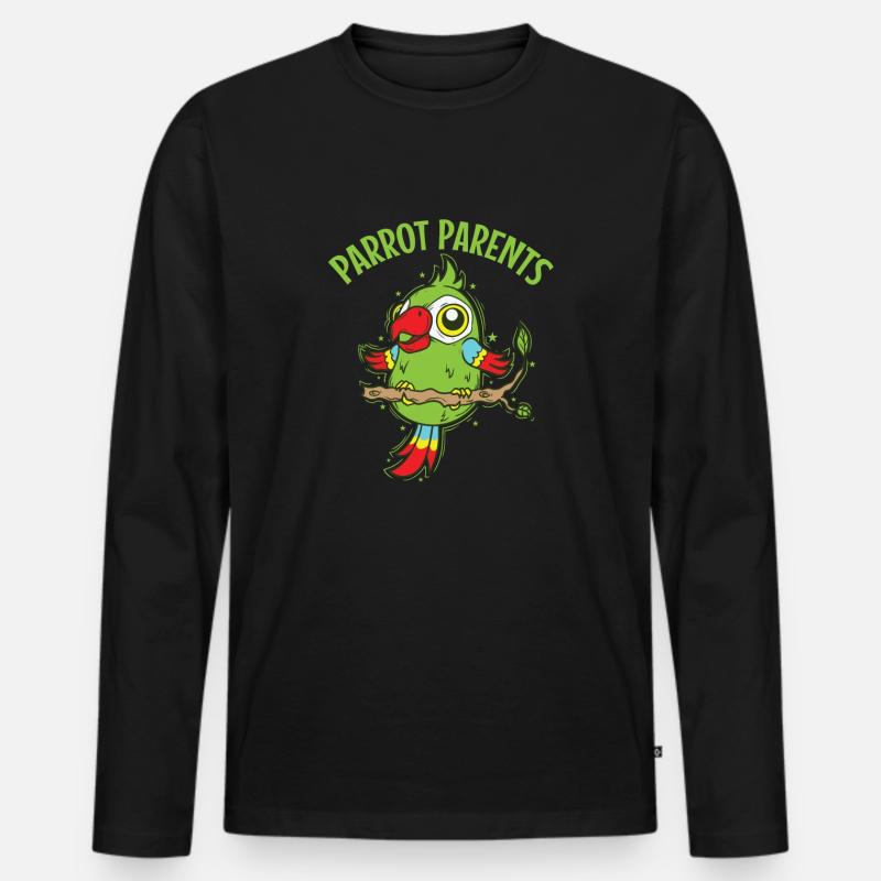 Parrot Parents Tier Vogel - Männer Premium Bio Langarmshirt - Schwarz
